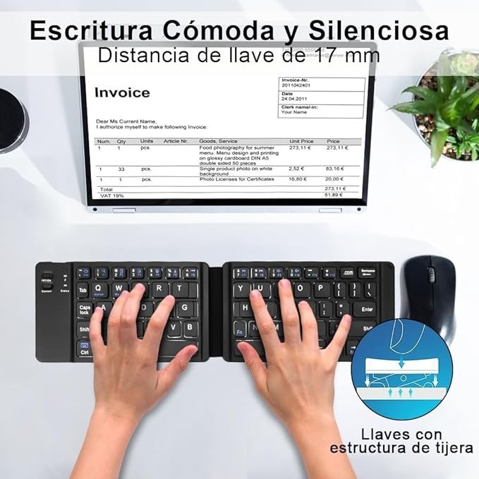 computadoras y laptops - Mini teclado inalambrico plegable Q-815 compatible iOS, Android y Window
 3