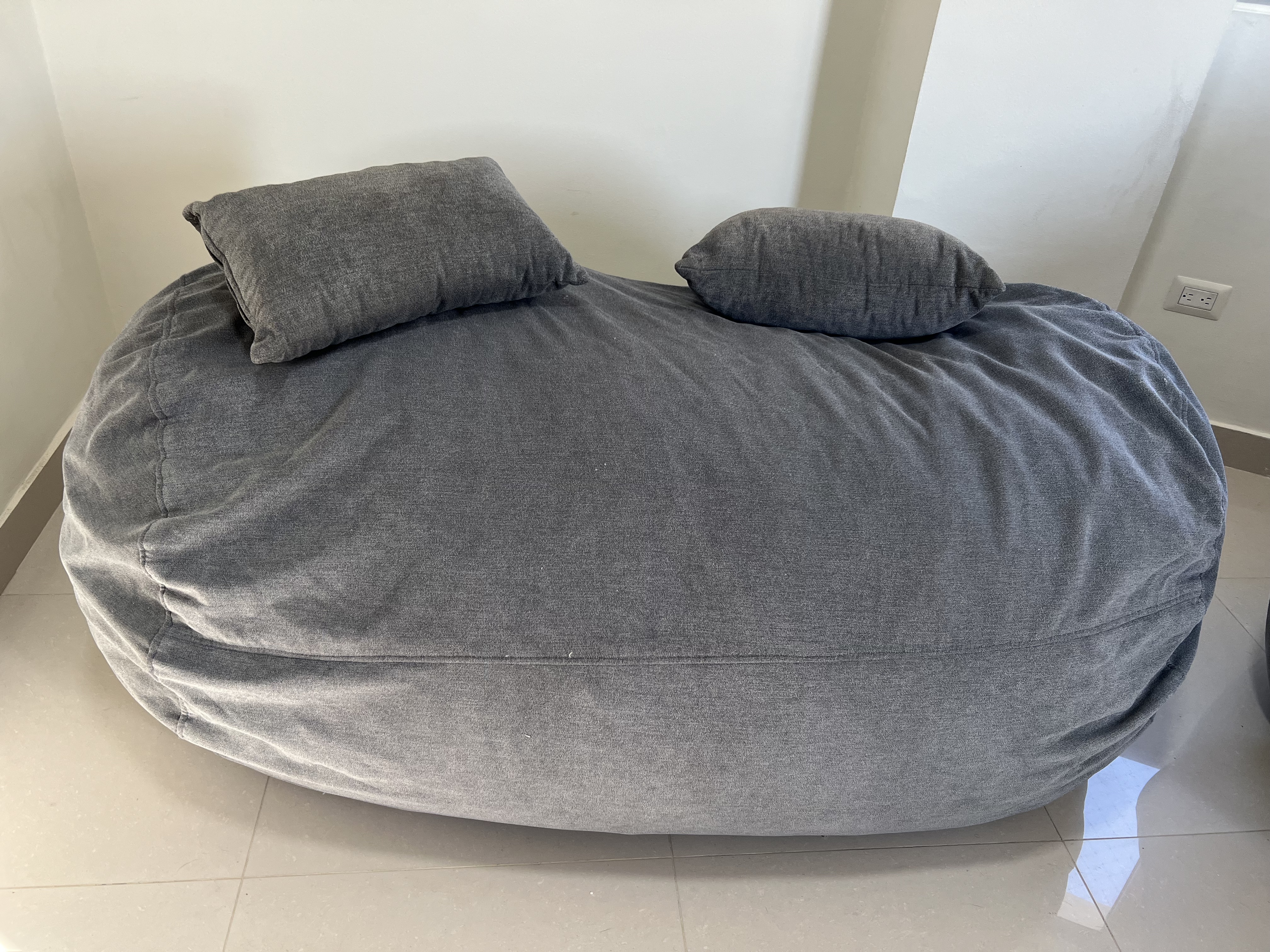 muebles y colchones - Puff colcha gris para 2-3 personas 1