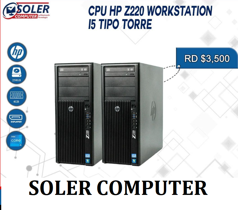 computadoras y laptops - CPU Z220 Workstation i5 Tipo Torre 4gb