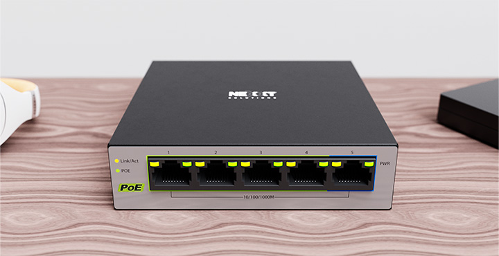 accesorios para electronica - SWITCH NEXXT  5 PUERTOS POE+ GIGABIT, 65W MAX 2