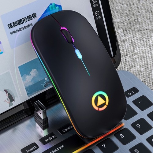 otros electronicos - Mouse inalámbrico recargable con luces RGB 2