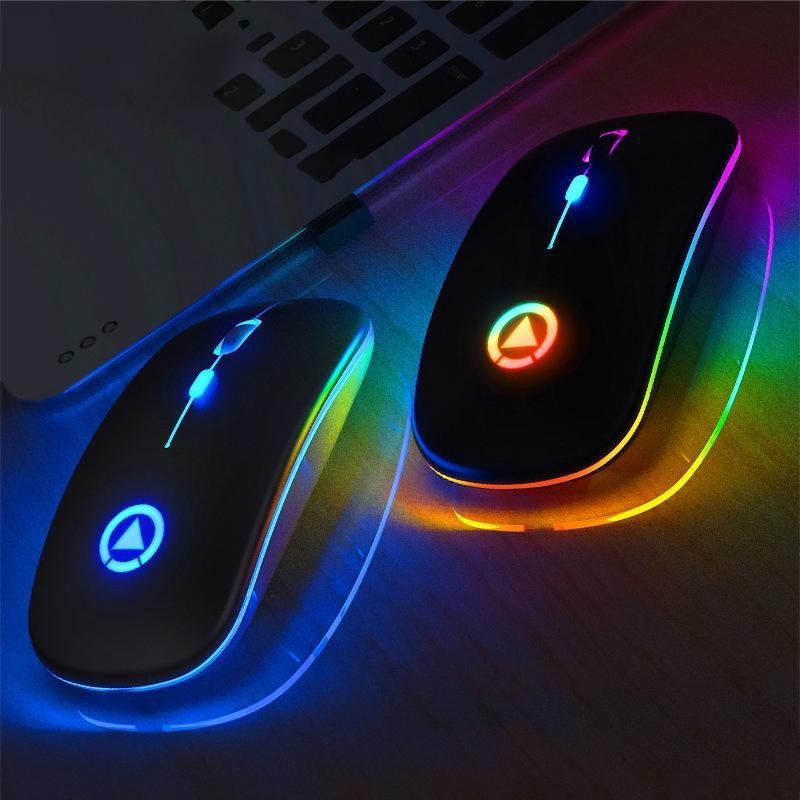 otros electronicos - Mouse inalámbrico recargable con luces RGB 4