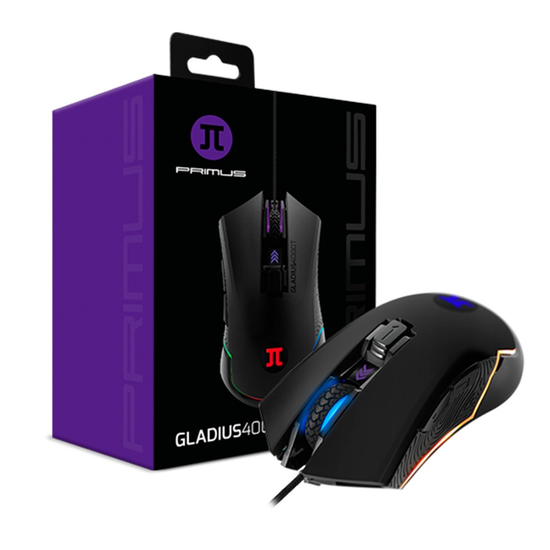 computadoras y laptops - MOUSE PRIMUS PMO-101, GAMING GLADIUS 4000T, OPTICO USB, 6 BOTONES, VELOCIDAD  0