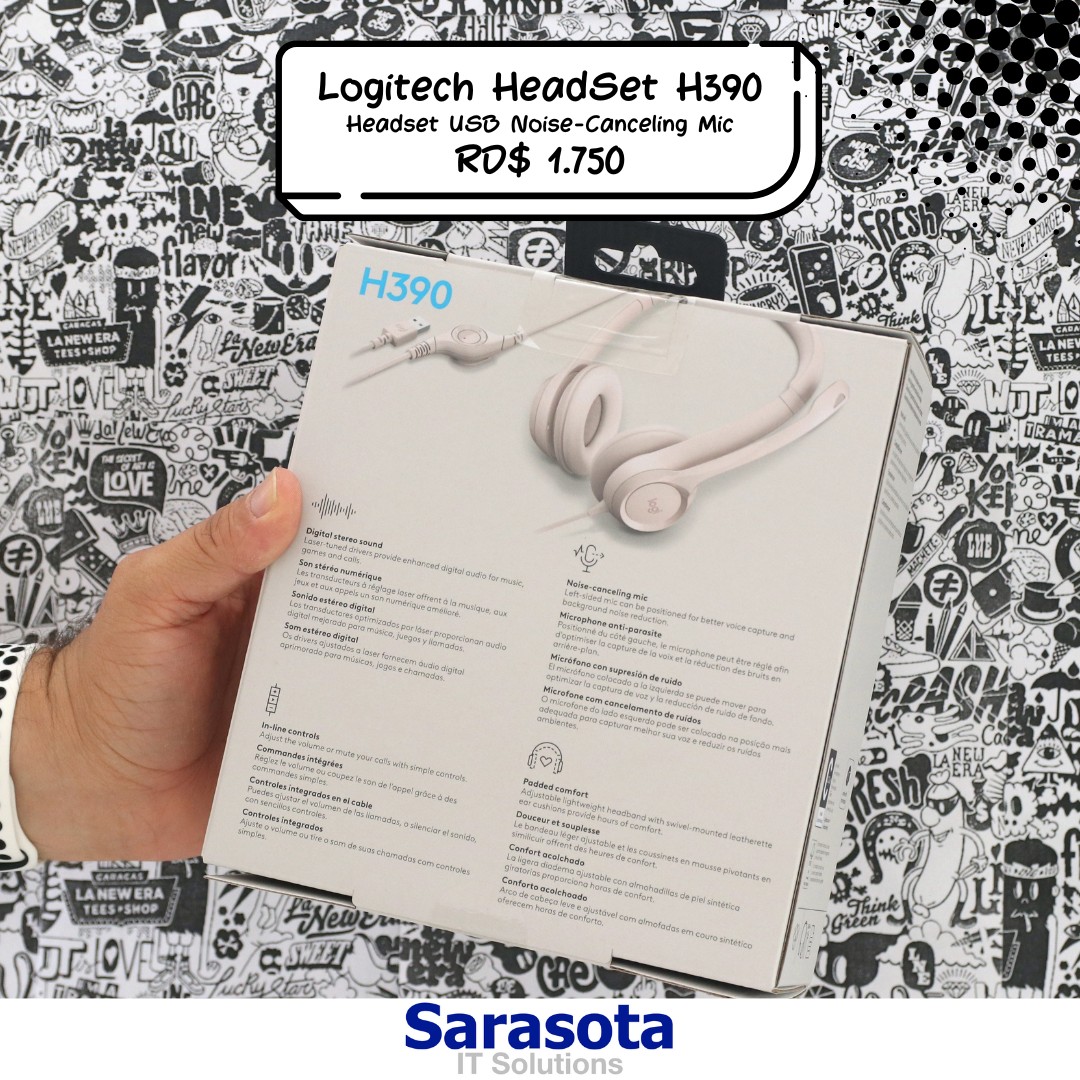 accesorios para electronica - Logitech Headset Rosado H390 cancelación de ruido de micrófono 1