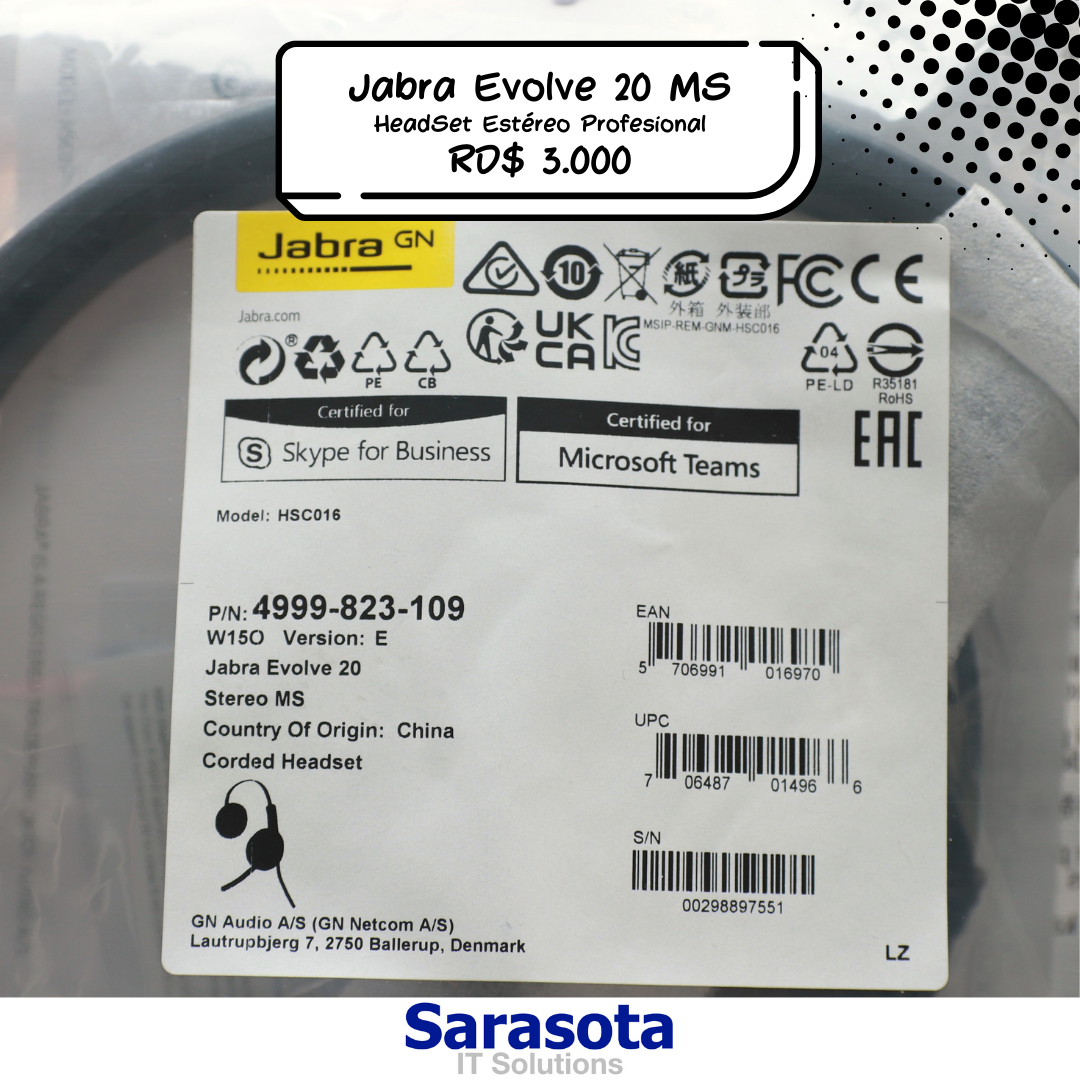 camaras y audio - Jabra Evolve 20 MS Stereo HeadSet HSC016 2