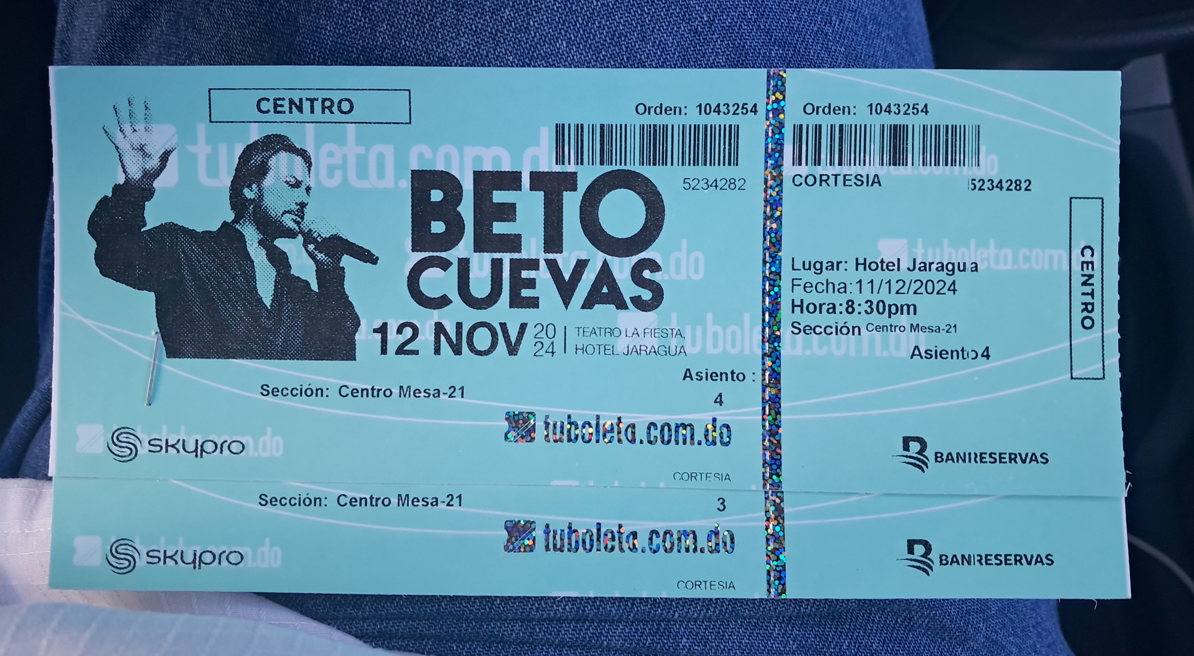 taquillas para eventos - Boletas concierto Beto Cuevas Hotel Jaragua