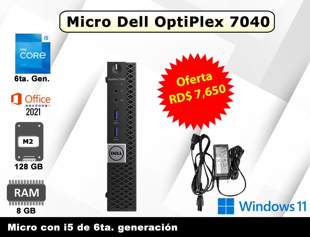 computadoras y laptops - Pc Micro Dell Optiplex 7040 6th