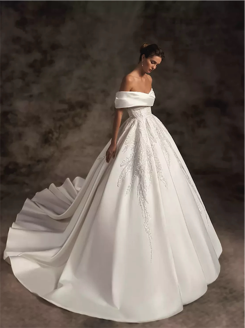 ropa para mujer - Elegante vestido de novia con su velo  1