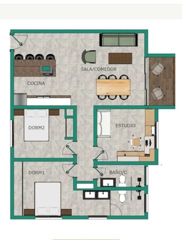 apartamentos - Proyecto en venta Punta Cana #23-75 dos dormitorios, estudio, ascensor, áreas S
 8