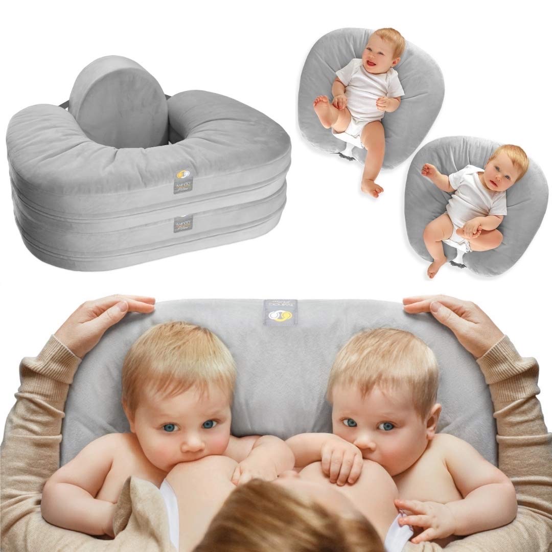 cuidado y nutricion - Almohada de lactancia twingo para mellizos , gemelos , 2 bebés.