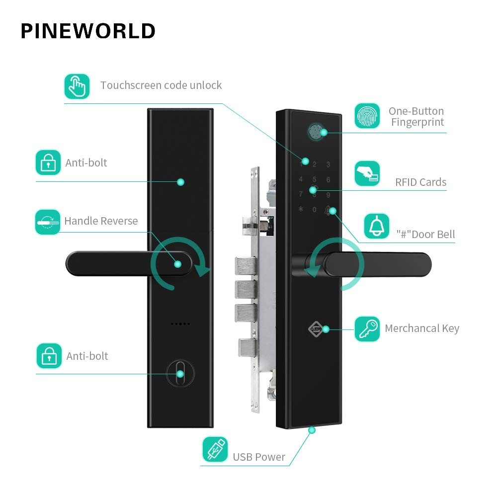 otros electronicos - Cerradura smart para puerta con huella digital inteligente y llaves de acceso 2