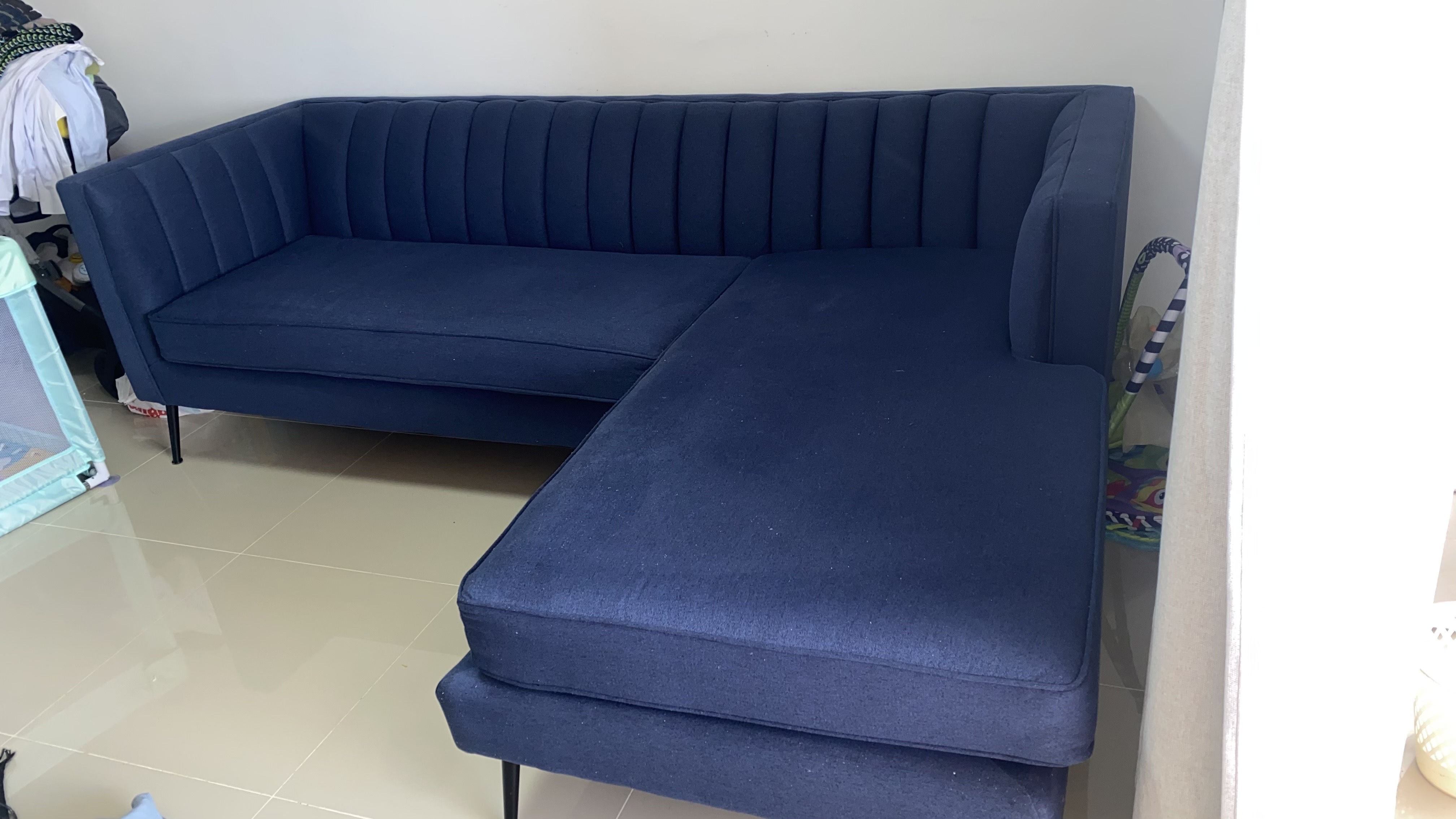 muebles y colchones - Sofá en L Azul $28,000 NEGOCIABLE 2