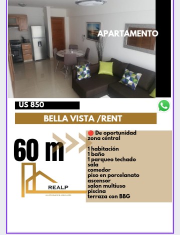 apartamentos - Hermoso apartamento de 1 habitacion