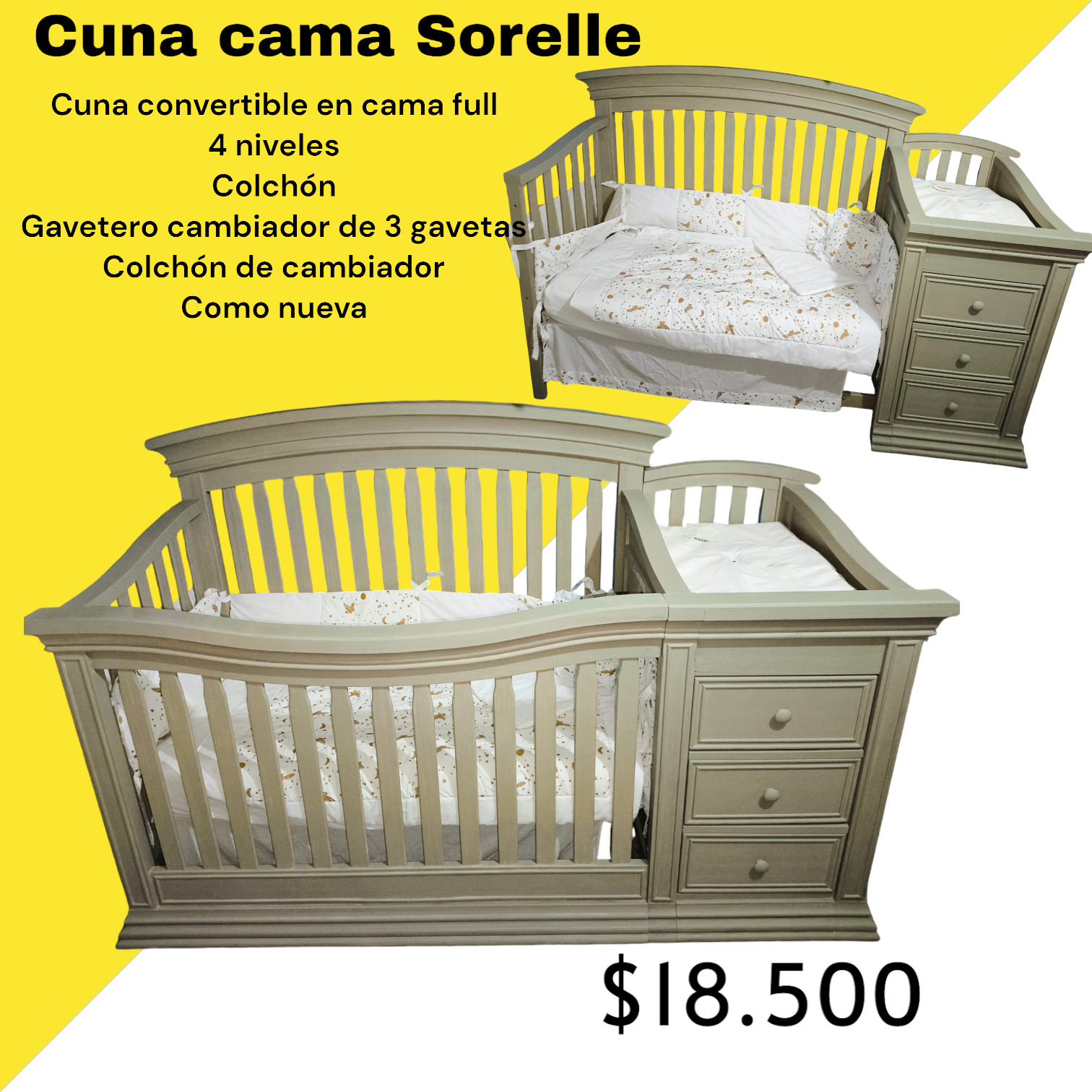 muebles - Cuna Cama con gavetero 