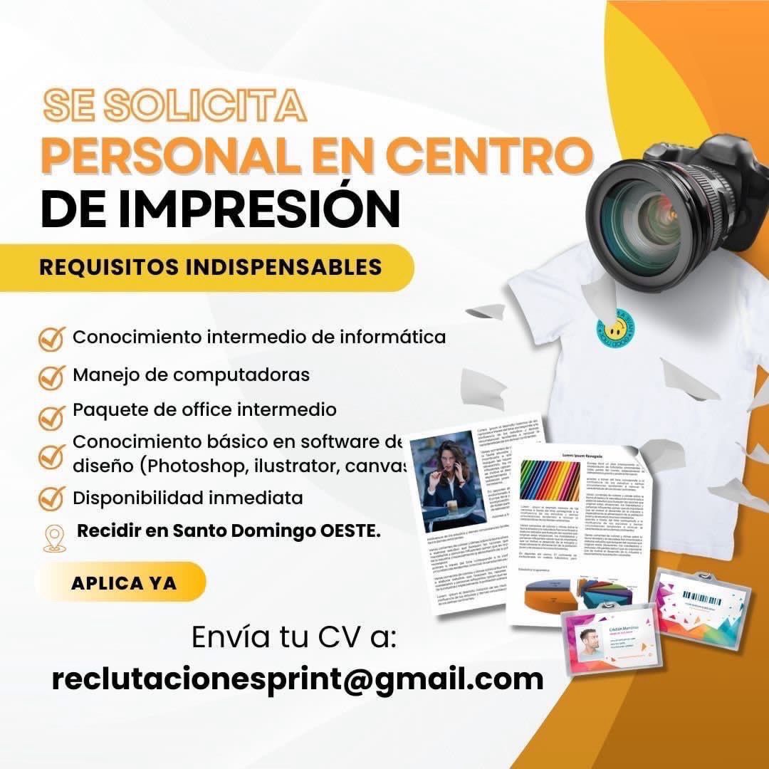 empleos disponibles - Vacantes en Centro de Impresion