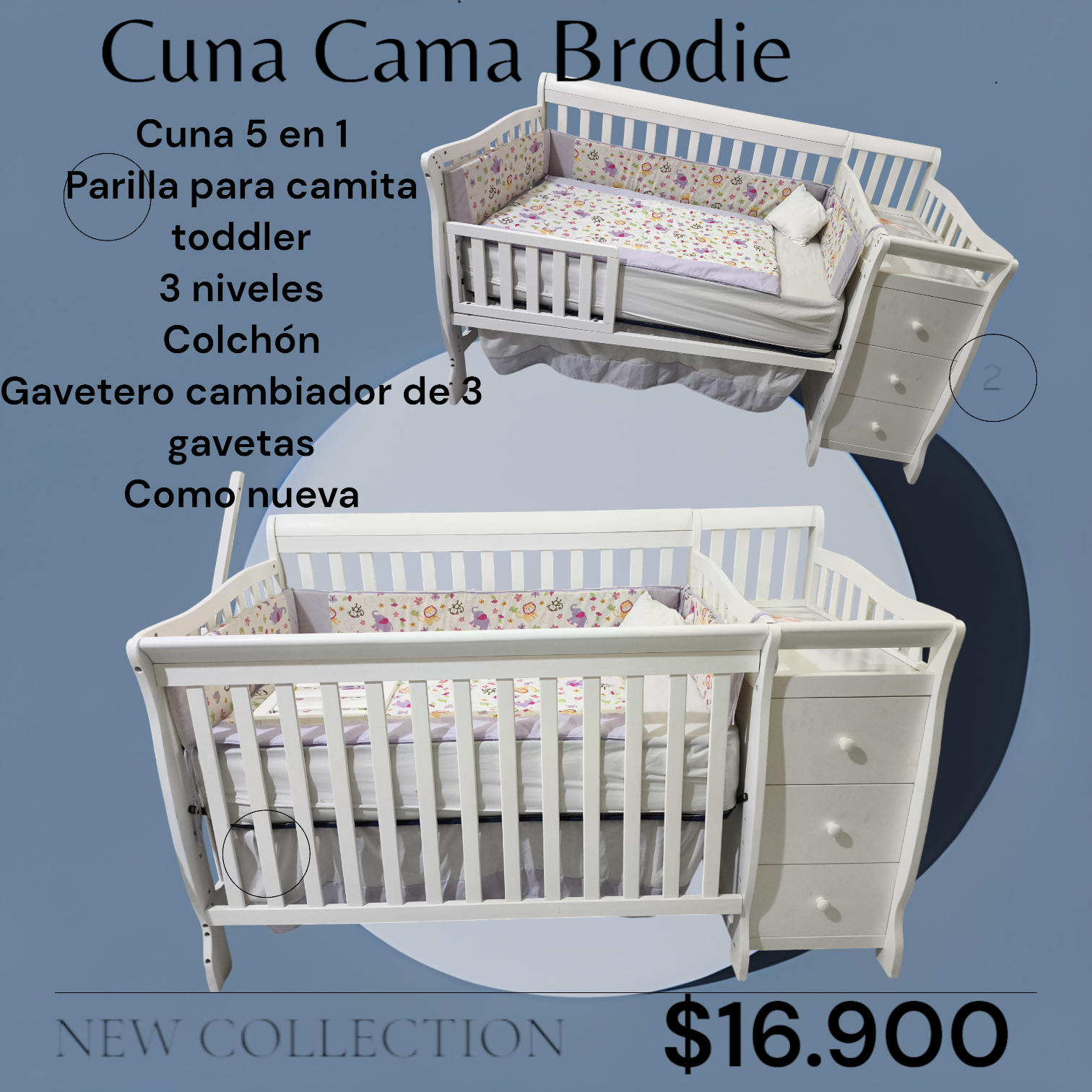 muebles - Cuna Cama Con Gavetero Cambiador 