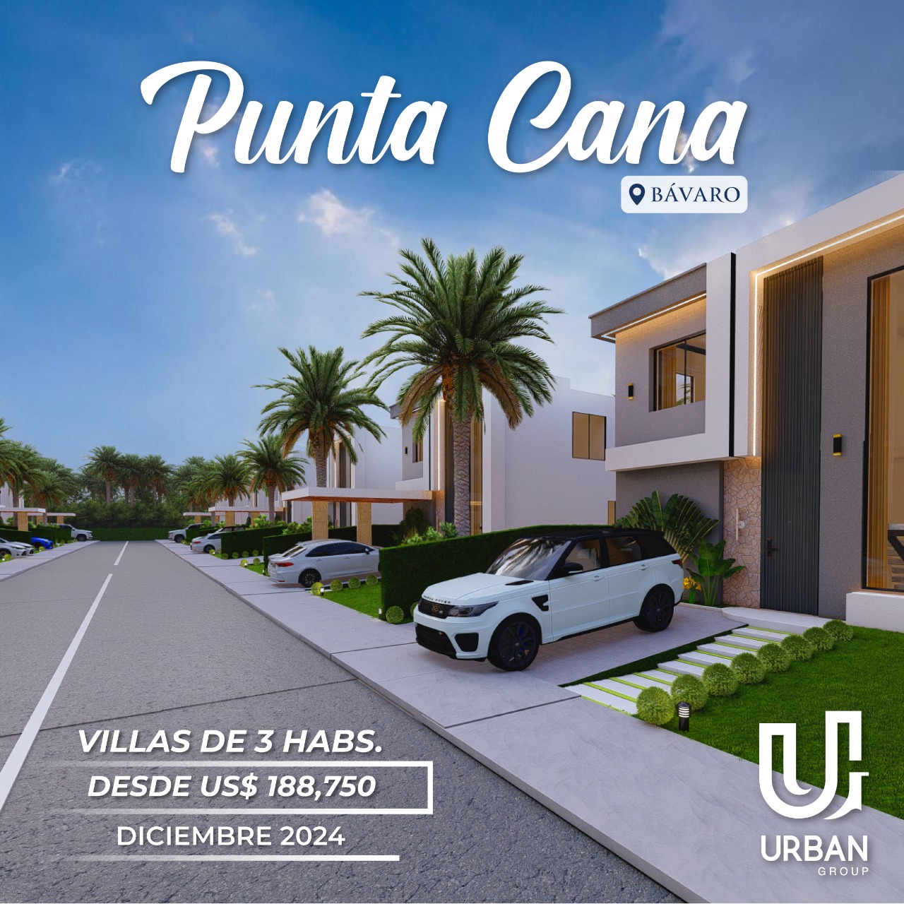 casas vacacionales y villas - Villas Con Piscina 3 Habitaciones en Punta Cana 