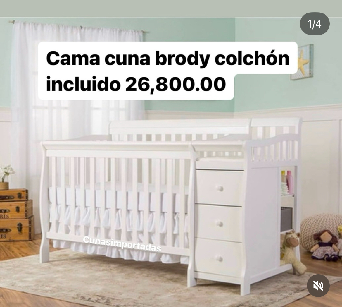 muebles - Cama cuna brody colchon incluido 1