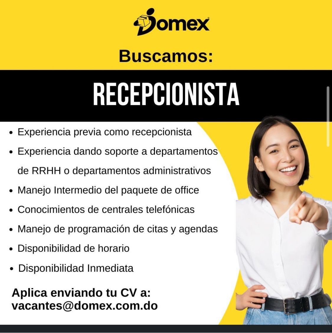 empleos disponibles - Se busca Recepcionista