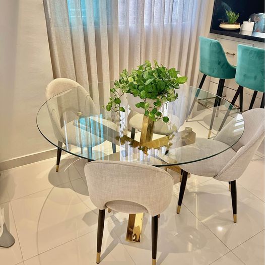 muebles y colchones - Comedor redondo de cristal