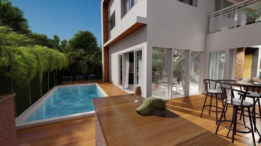 casas - Proyecto en venta Punta Cana 24-1338 tres dormitorios, piscina, parqueos.
 7
