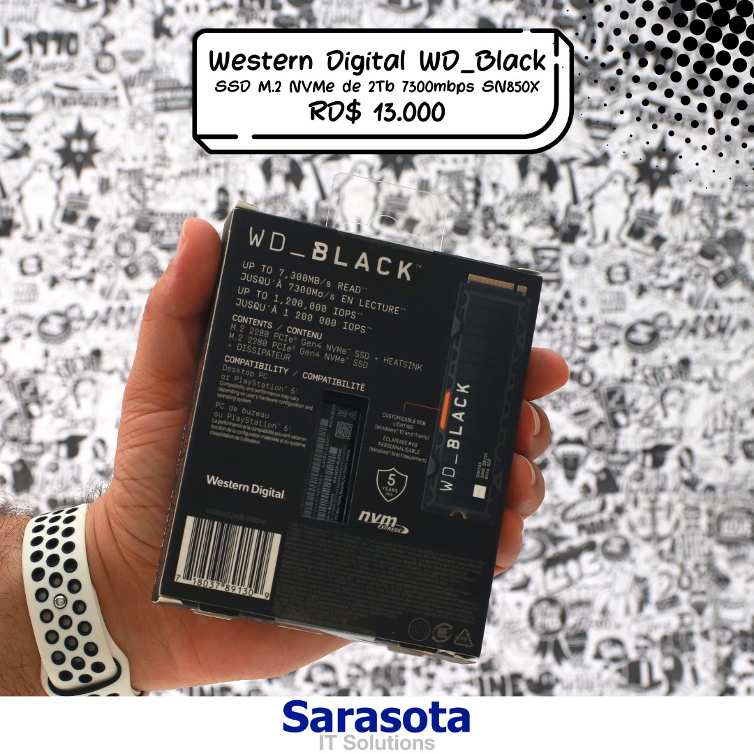 accesorios para electronica - SSD Western Digital WD Black SN850X de 2Tb para PC Gamer PS5 1