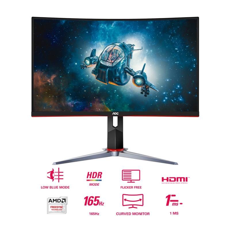 computadoras y laptops - Nuevos Monitor AOC 27 Pulgadas Curvo Full HD de 165HZ Disponibles 6