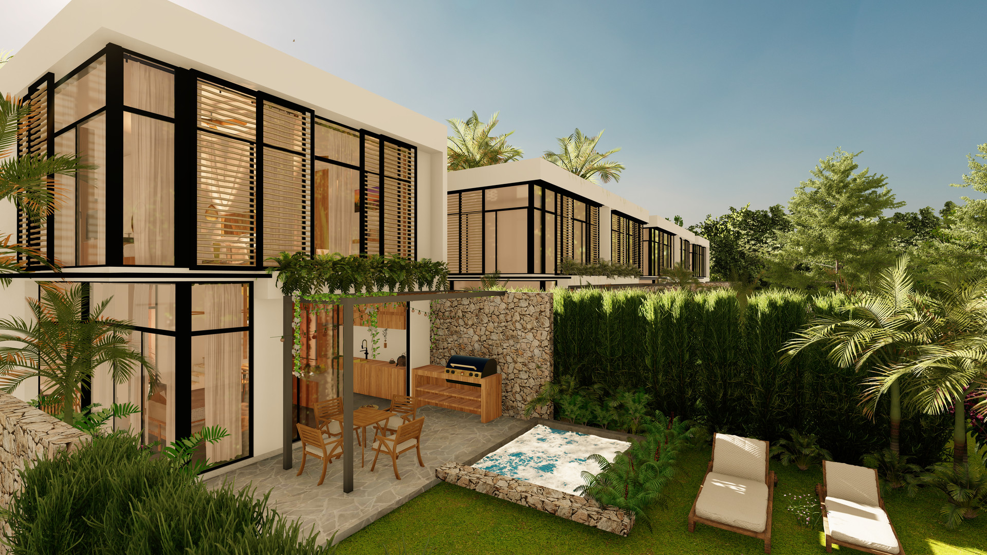 casas vacacionales y villas - Casas Estilo Duplex en Residencia Estilo Ecologico c/Jardines, Piscinas, Canchas 2