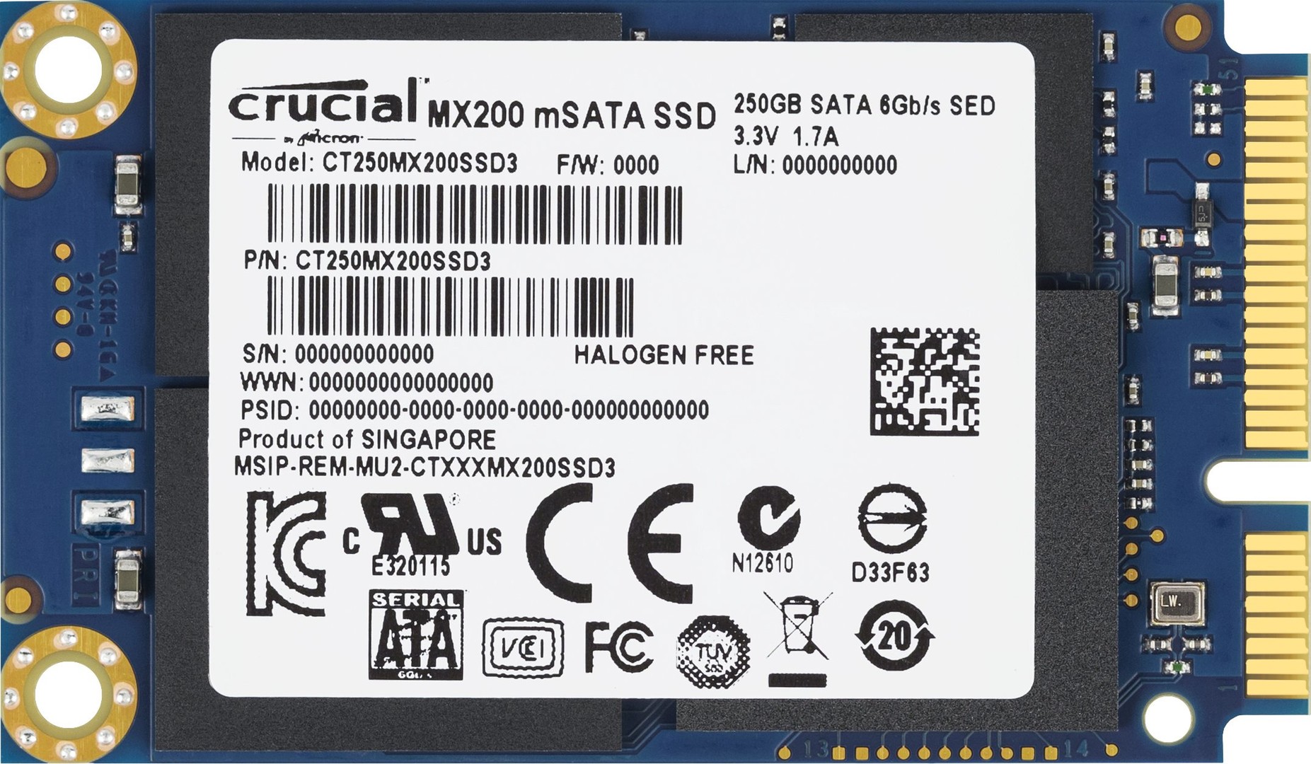 accesorios para electronica - Disco solido Msata 250GB 256GB 128GB Nuevo Crucial