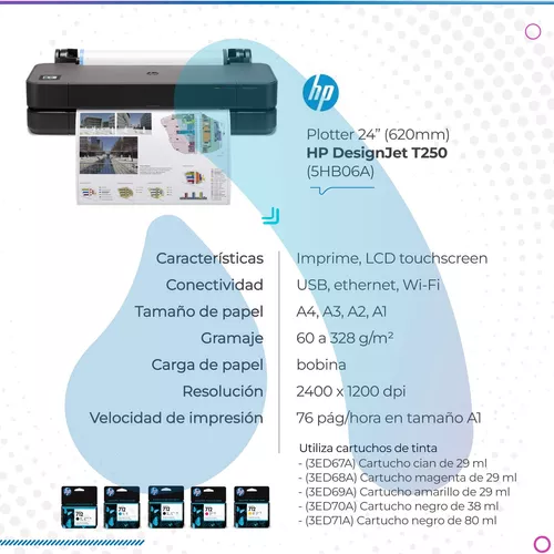 impresoras y scanners -  PLOTTER DE PAPEL T250 24 PULGADAS,WI-FI,