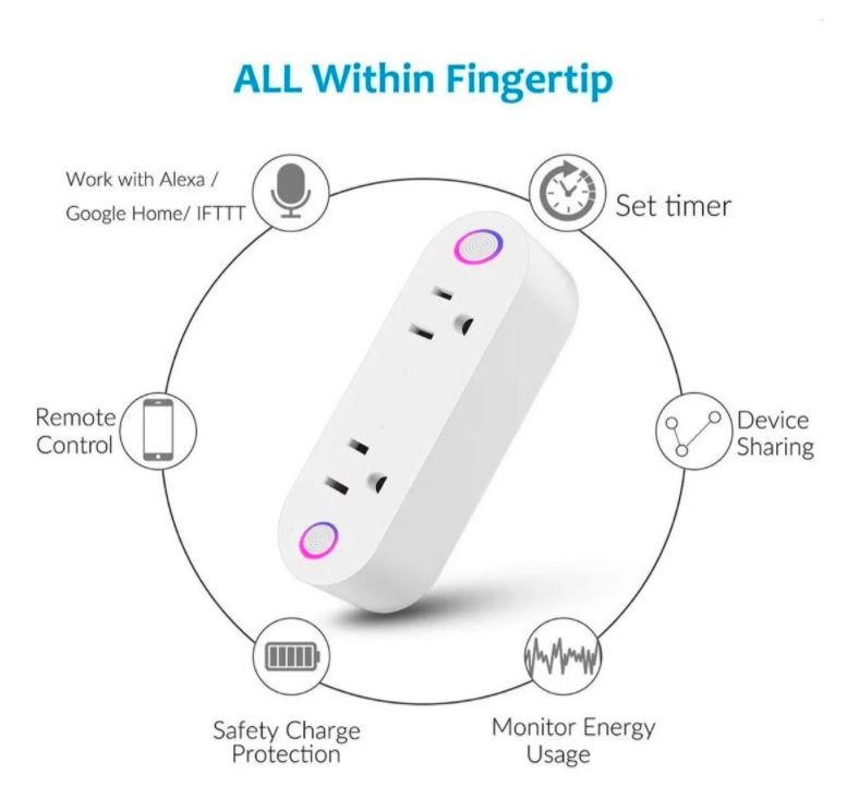 otros electronicos - Enchufe inteligente, conector plug wifi 2 en 1 para Alexa y Google Home  1