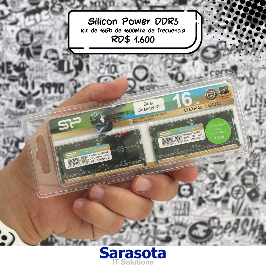 accesorios para electronica - Kit DDR3 16Gb Silicon Power DDR3 o DDR3L 1600Mhz ideal para Laptops