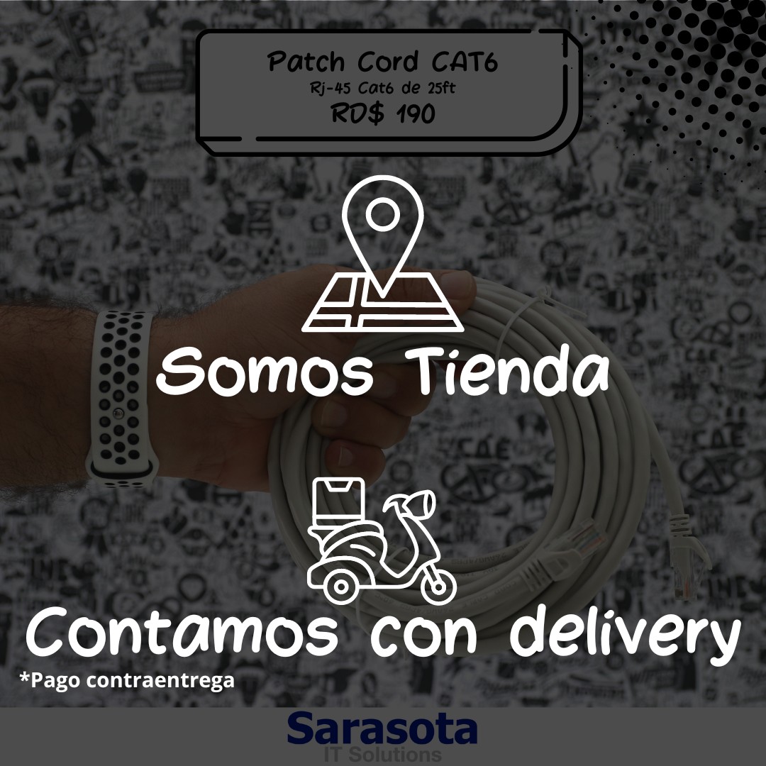 accesorios para electronica - Patch Cord RJ45 CAT6 de 25 pies (Somos Sarasota) 1