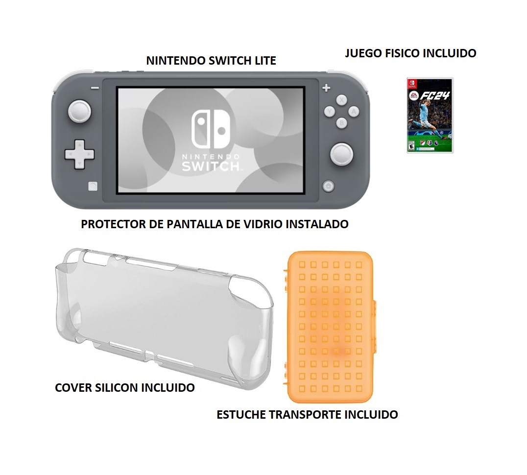 consolas y videojuegos - Nintendo Switch Lite Con Juego FC 24 Como Nuevo Con Extras