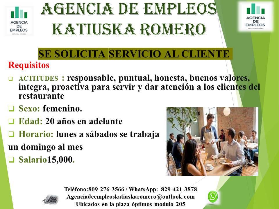 empleos disponibles - servicio al cliente  1