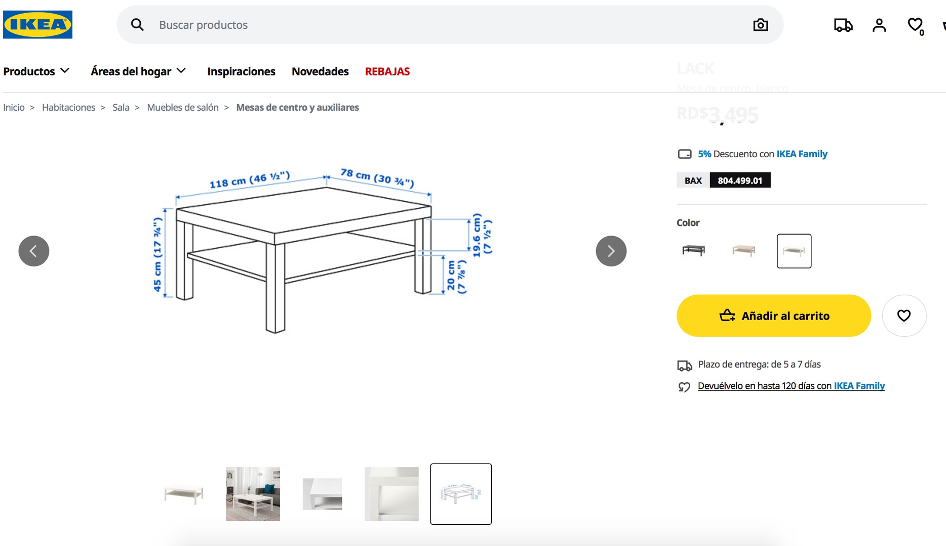 muebles y colchones - Mesa de sala color blanco  2