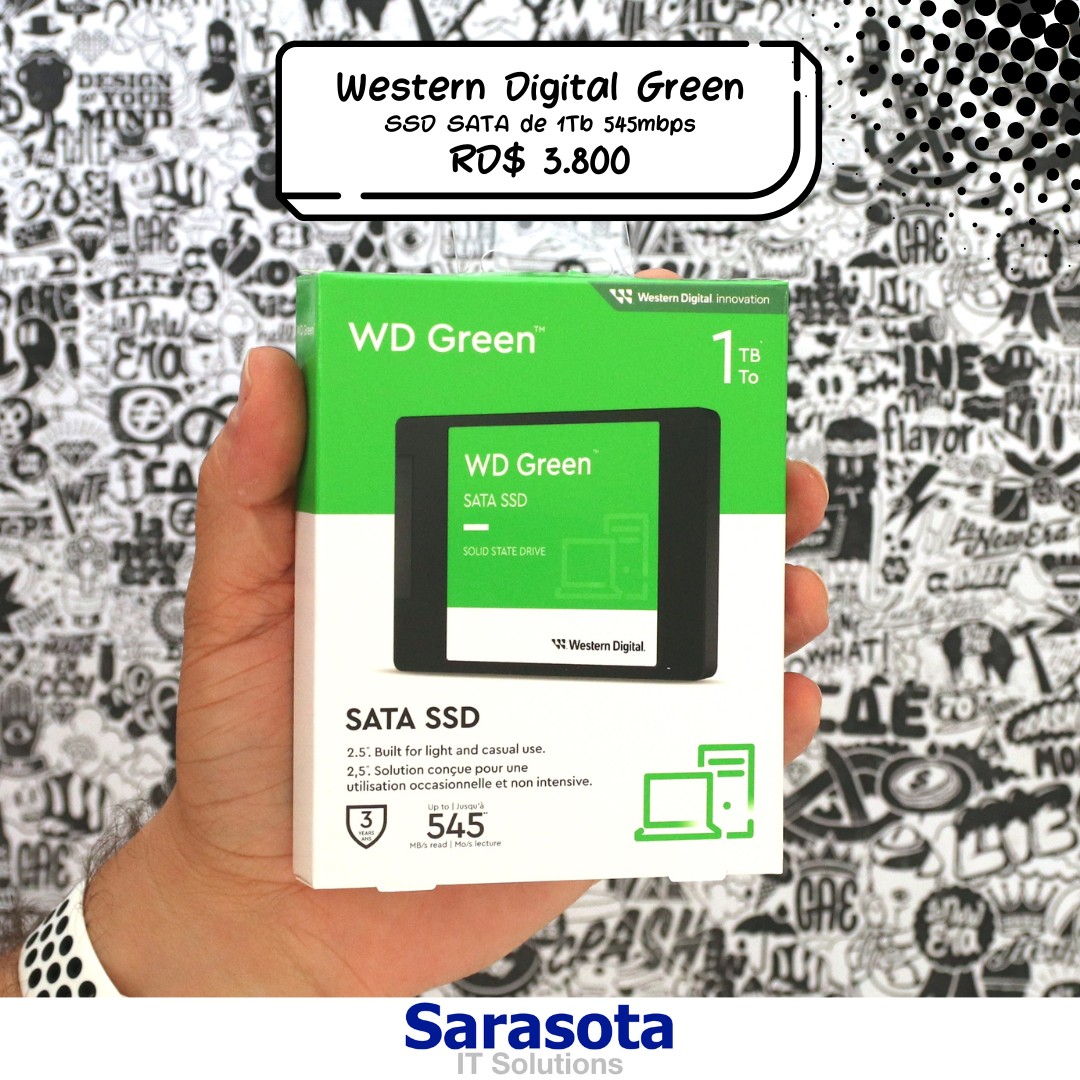 accesorios para electronica - SSD Western Digital Green de 1Tb SATA de 2.5" en 3800
