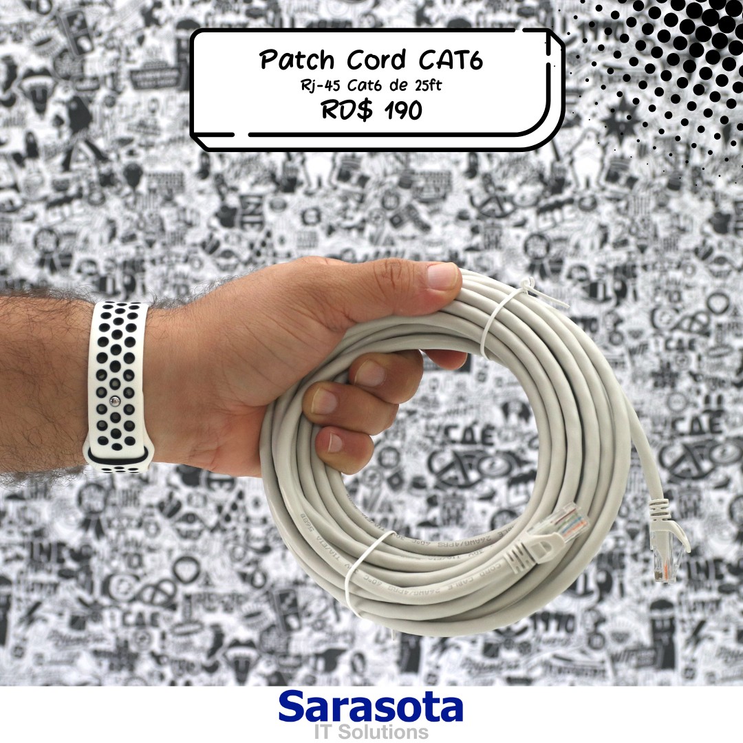 accesorios para electronica - Patch Cord RJ45 CAT6 de 25 pies (Somos Sarasota) 0