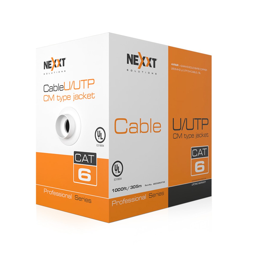 computadoras y laptops - CAJA DE CABLE NEXXT UTP, CAT6, 1000 PIES CM, 24AWG, 1000 PIES, AZUL (AB356NXT32