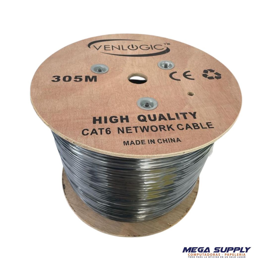 computadoras y laptops - CABLE DE RED VENLOGIC CAT 6 PARA EXTERIOR COLOR NEGRO, ROLLO DE 1000 PIES 