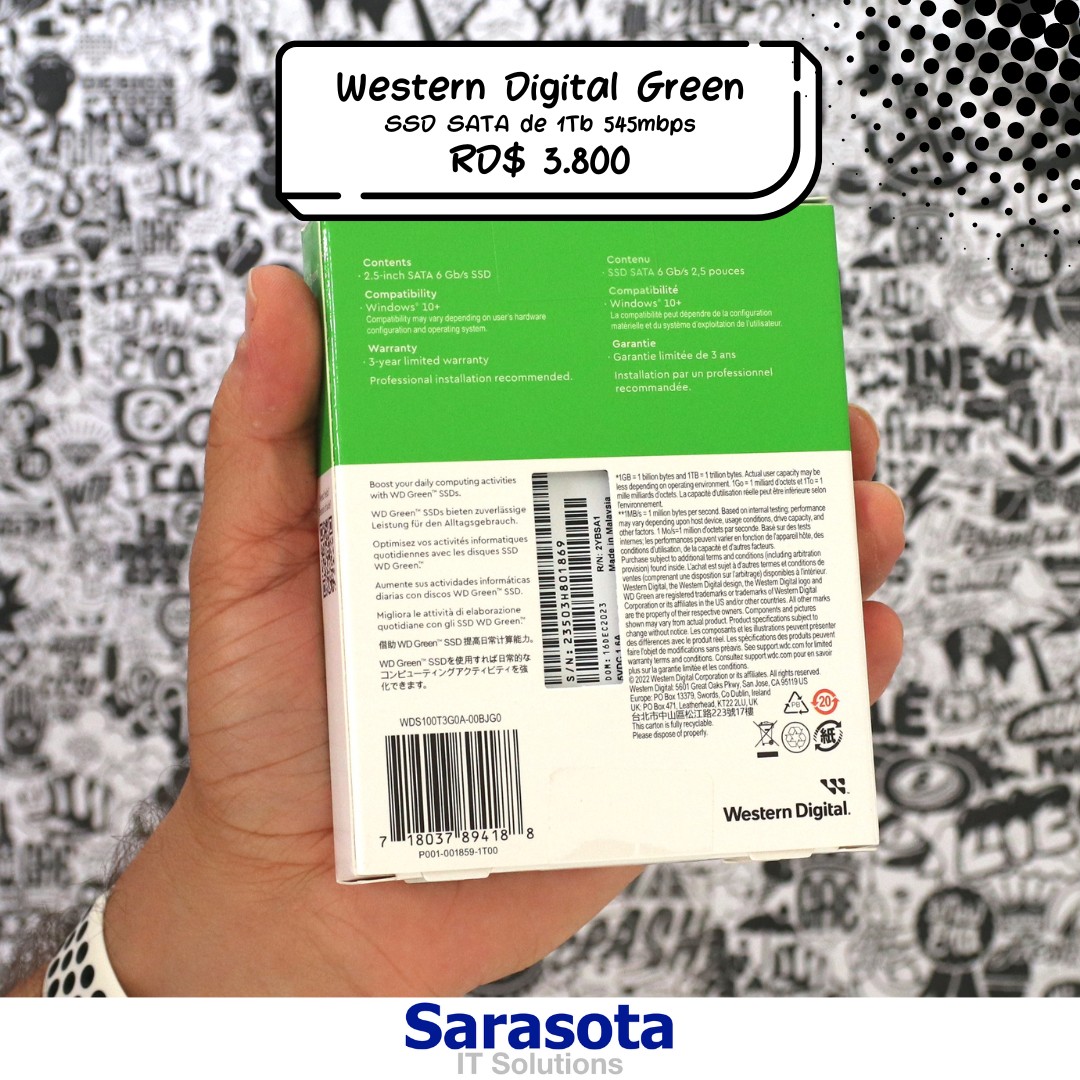 accesorios para electronica - SSD Western Digital Green de 1Tb SATA de 2.5" en 3800
 1