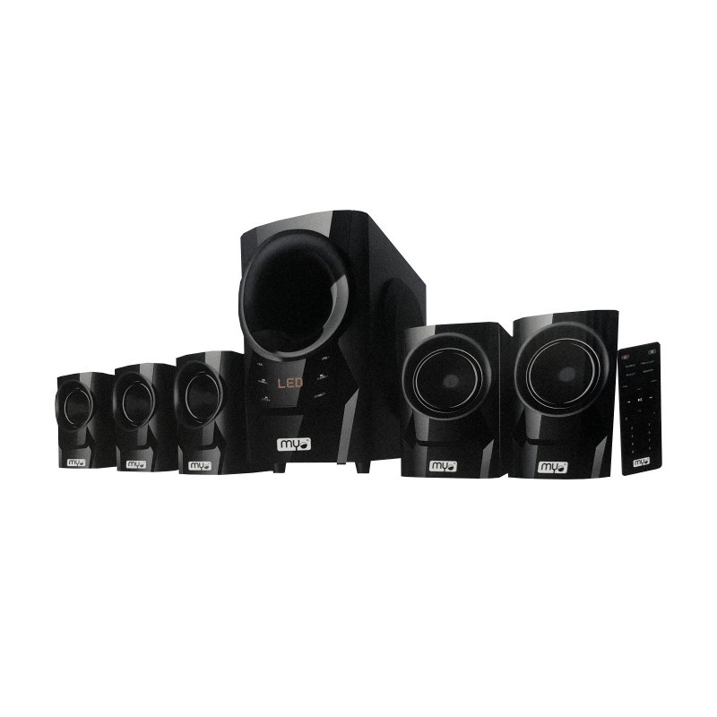 camaras y audio - BOCINA MYO HT90, 5,1, BT V3,0, CONTROL REMOTO LECTOR SD-USB, PANTALLA LED, 80 WA