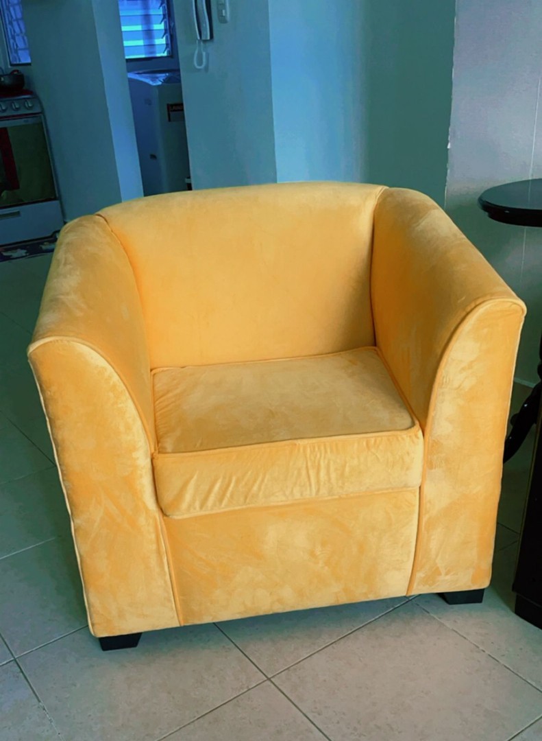 muebles y colchones - Sillón/Sillones para sala y alcoba en madera peciosa (Andiroba), amaraillo, 2uni 4