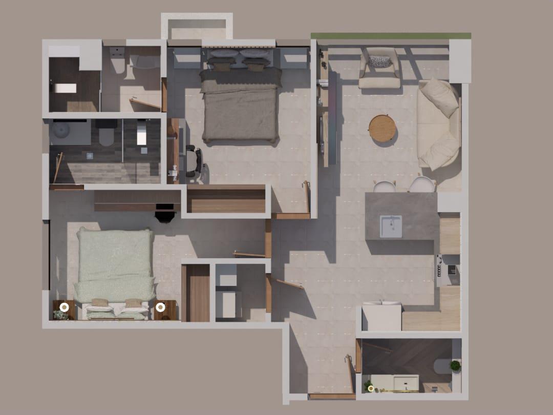 apartamentos - Apartamento en venta de 2 habitaciones en piso alto ID: 3289 9