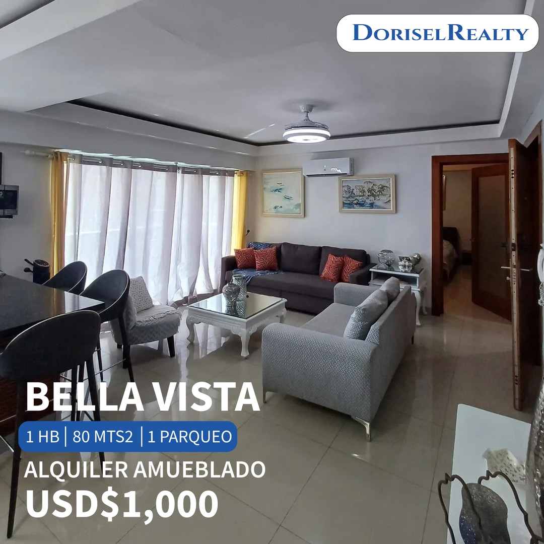 apartamentos - ALQUILER DE EXCLUSIVO APARTAMENTO AMUEBLADO EN BELLA VISTA