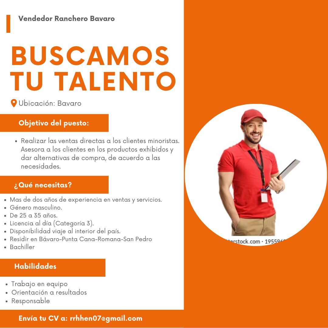 empleos disponibles - Vendedor Ranchero en Bavaro 0