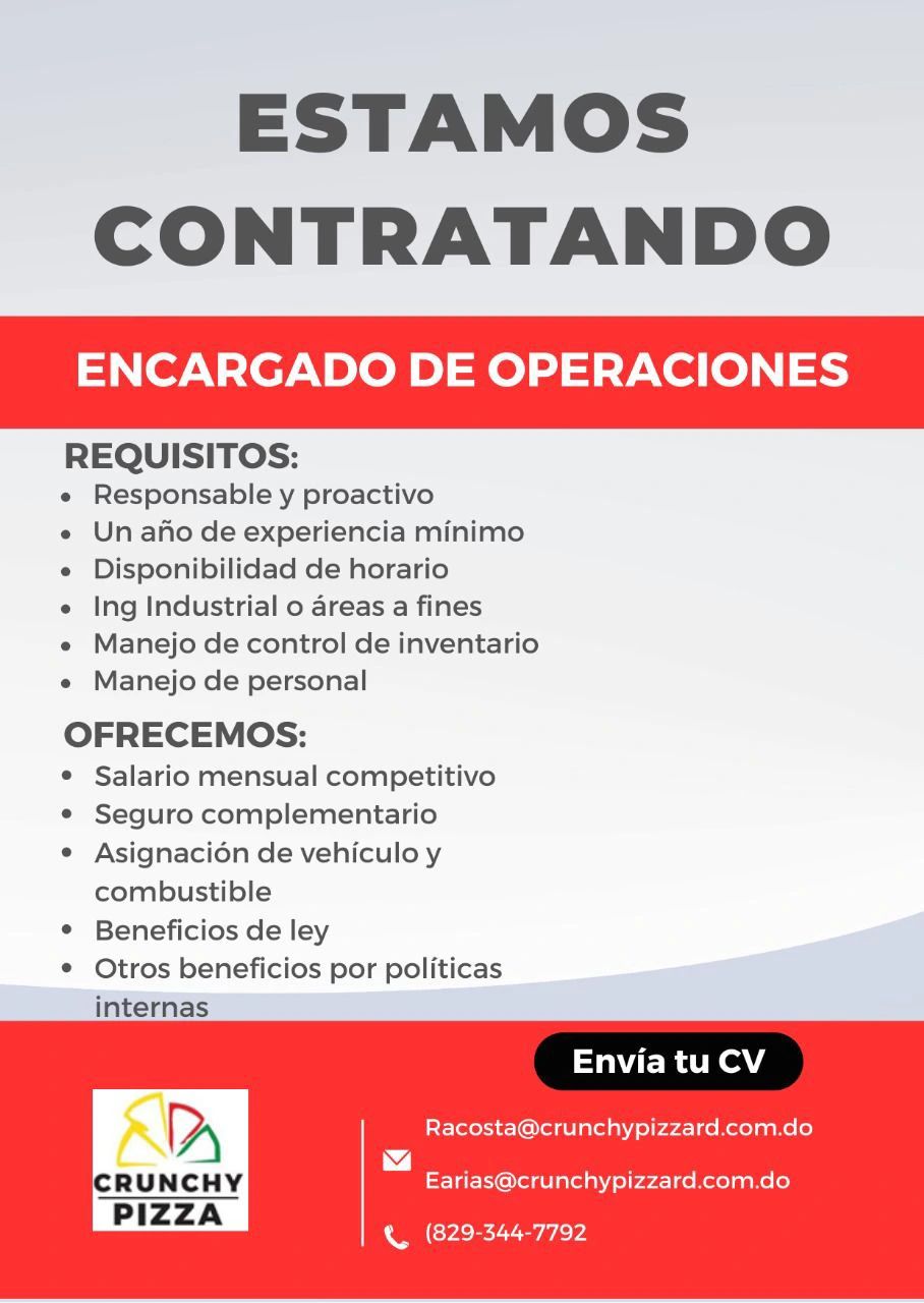 empleos disponibles - Se busca Encargado de Operaciones