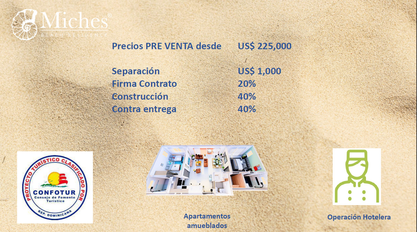 casas vacacionales y villas - Oferta Pre Venta Apartamentos 2Hab Frente Playa c/Piscinas y Area Juego, Miches 8