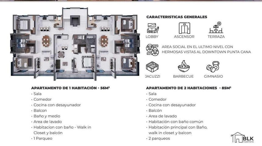apartamentos - Proyecto en venta Punta Cana #23-2192 dos dormitorios. 2 baños, 3 parqueos.
 5