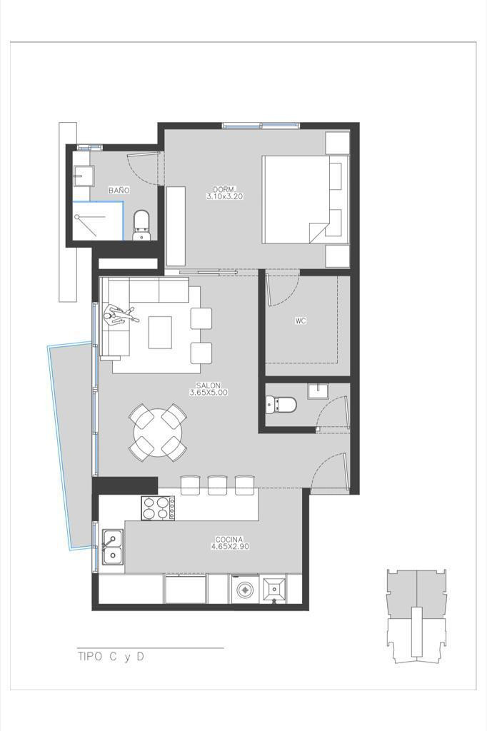 apartamentos - Apartamento 1Hab Nuevo a Estrenar c/Area Social, Piscina, Lobby y Gym en Naco  4